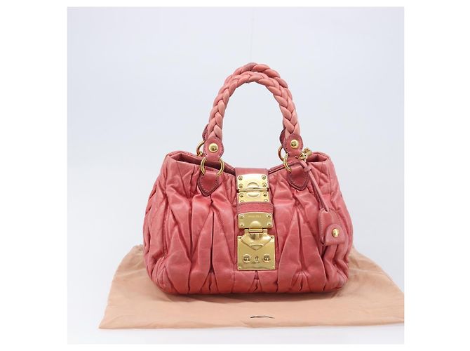 Borsa Miu Miu Matelassé in pelle 2way Rosa Tono Oro Auth 167626M - vista 12