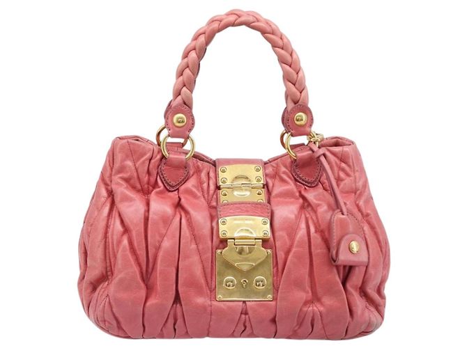 Borsa Miu Miu Matelassé in pelle 2way Rosa Tono Oro Auth 167626M - vista 13