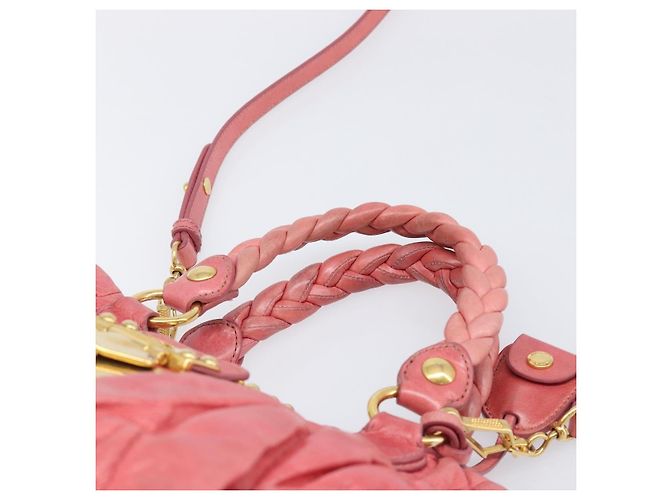 Borsa Miu Miu Matelassé in pelle 2way Rosa Tono Oro Auth 167626M - vista 14