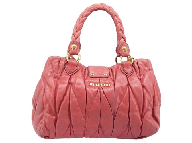 Borsa Miu Miu Matelassé in pelle 2way Rosa Tono Oro Auth 167626M - vista 2