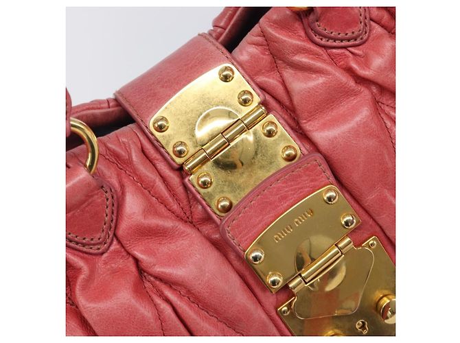 Borsa Miu Miu Matelassé in pelle 2way Rosa Tono Oro Auth 167626M - vista 20