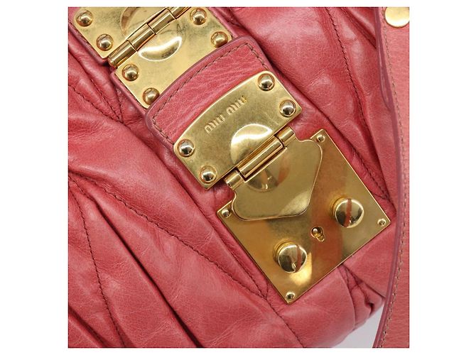 Borsa Miu Miu Matelassé in pelle 2way Rosa Tono Oro Auth 167626M - vista 21