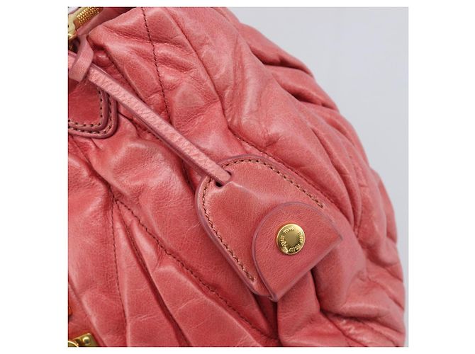Borsa Miu Miu Matelassé in pelle 2way Rosa Tono Oro Auth 167626M - vista 22