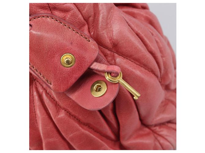 Borsa Miu Miu Matelassé in pelle 2way Rosa Tono Oro Auth 167626M - vista 23