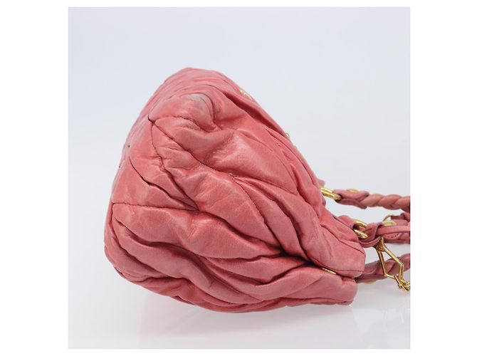 Borsa Miu Miu Matelassé in pelle 2way Rosa Tono Oro Auth 167626M - vista 3