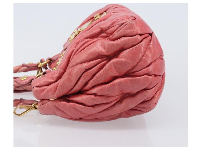 Borsa Miu Miu Matelassé in pelle 2way Rosa Tono Oro Auth 167626M - vista 4