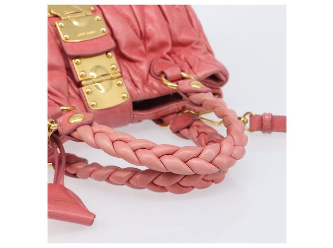 Borsa Miu Miu Matelassé in pelle 2way Rosa Tono Oro Auth 167626M - vista 7