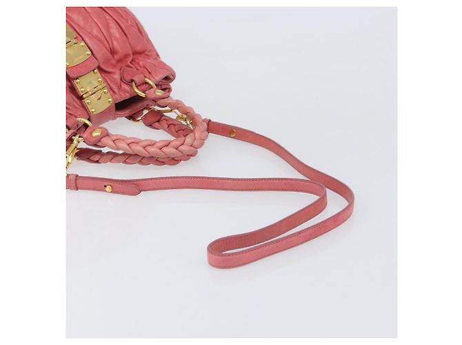 Borsa Miu Miu Matelassé in pelle 2way Rosa Tono Oro Auth 167626M - vista 9