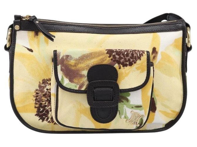 16 Céline Bolsa de Ombro CELINE Canvas Yellow Gold Auth 203671A Dourado Amarelo - vista 13