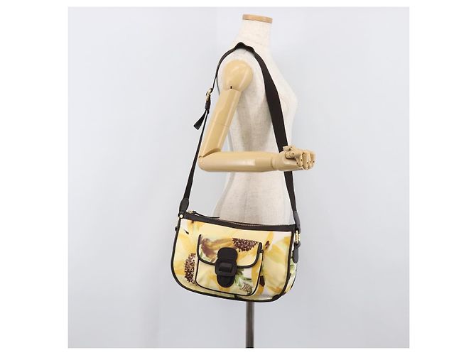 16 Céline Bolsa de Ombro CELINE Canvas Yellow Gold Auth 203671A Dourado Amarelo - vista 28