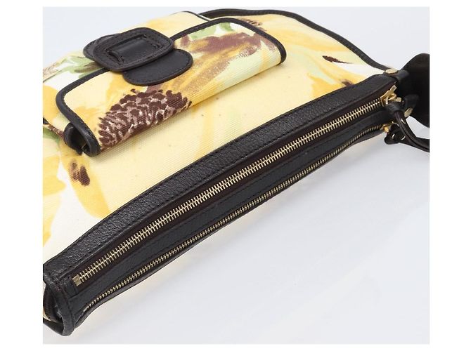 16 Céline Bolsa de Ombro CELINE Canvas Yellow Gold Auth 203671A Dourado Amarelo - vista 6