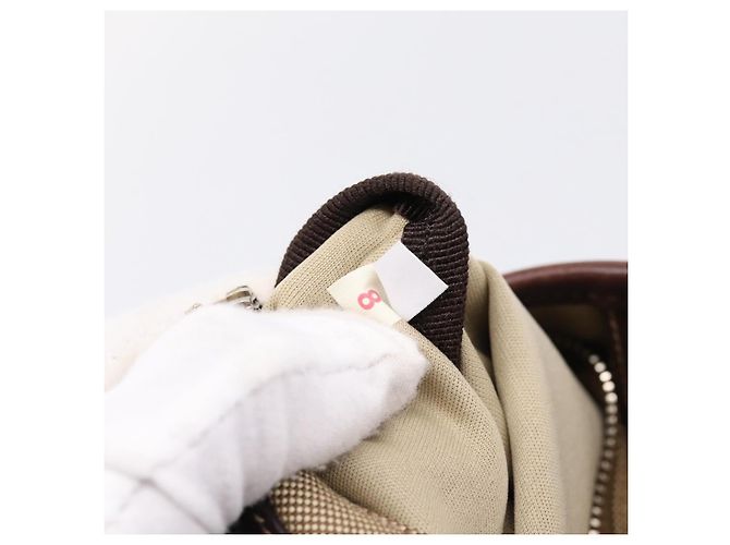 Bolso de hombro PRADA Jacquard Beige Silver Auth 204093 Plata - vista 12