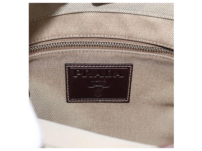 Bolso de hombro PRADA Jacquard Beige Silver Auth 204093 Plata - vista 18