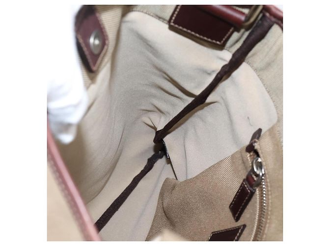 Bolso de hombro PRADA Jacquard Beige Silver Auth 204093 Plata - vista 19