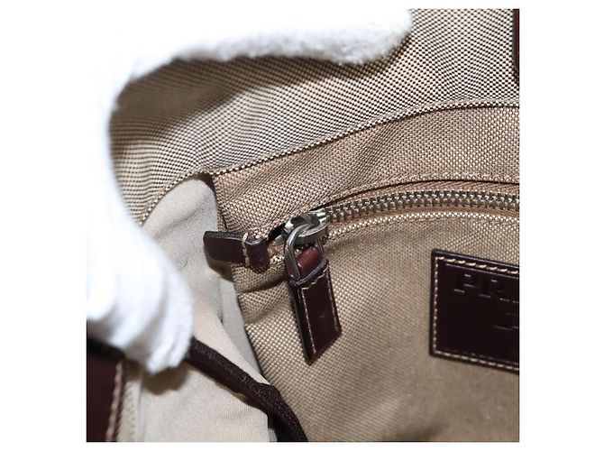 Bolso de hombro PRADA Jacquard Beige Silver Auth 204093 Plata - vista 21