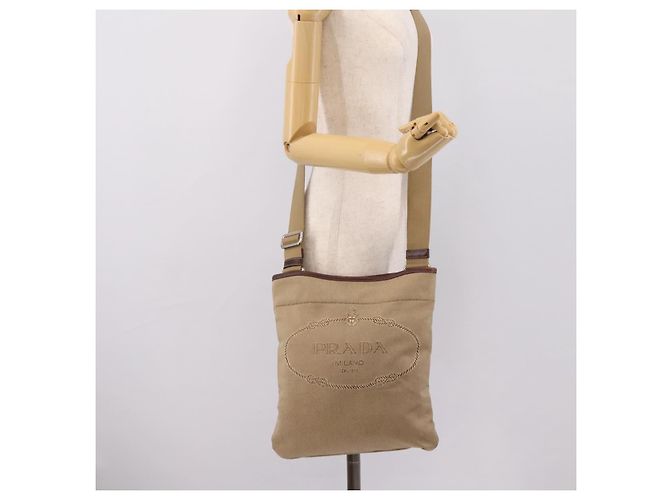 Bolso de hombro PRADA Jacquard Beige Silver Auth 204093 Plata - vista 23