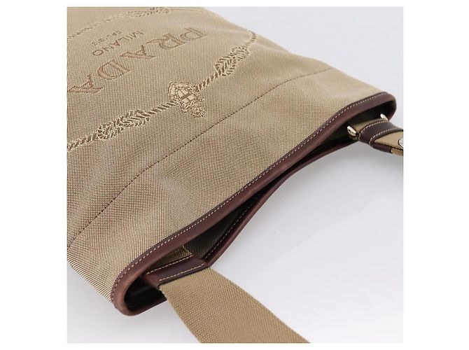 Bolso de hombro PRADA Jacquard Beige Silver Auth 204093 Plata - vista 6