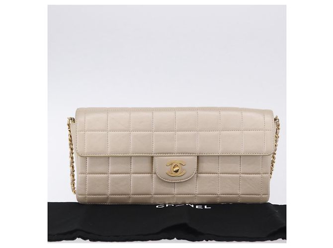 Borsa a tracolla CHANEL Choco Bar Line Chain in pelle d'agnello Gold CC Auth ka6208V D'oro - vista 12