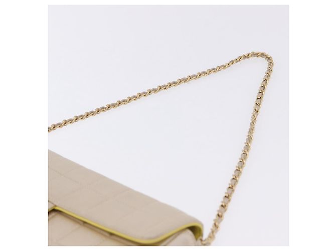 Borsa a tracolla CHANEL Choco Bar Line Chain in pelle d'agnello Gold CC Auth ka6208V D'oro - vista 14