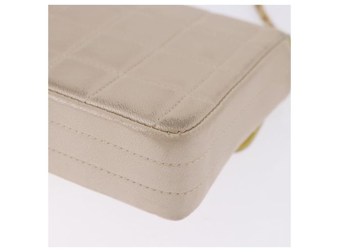 Borsa a tracolla CHANEL Choco Bar Line Chain in pelle d'agnello Gold CC Auth ka6208V D'oro - vista 18