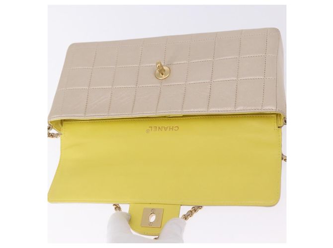 Borsa a tracolla CHANEL Choco Bar Line Chain in pelle d'agnello Gold CC Auth ka6208V D'oro - vista 20