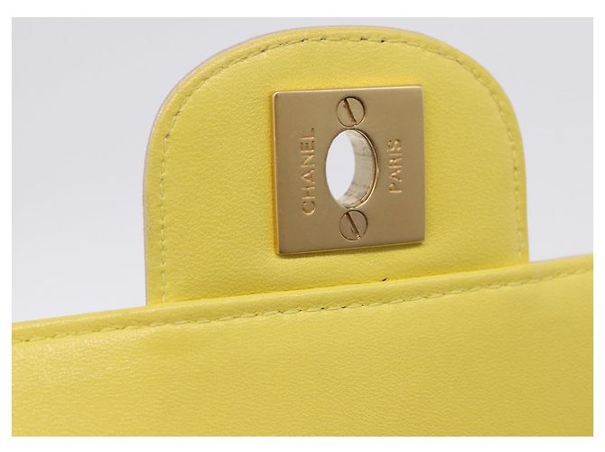 Borsa a tracolla CHANEL Choco Bar Line Chain in pelle d'agnello Gold CC Auth ka6208V D'oro - vista 23