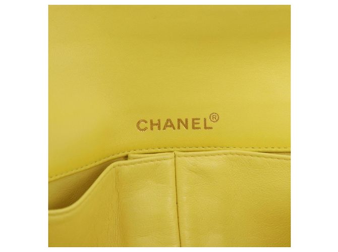 Borsa a tracolla CHANEL Choco Bar Line Chain in pelle d'agnello Gold CC Auth ka6208V D'oro - vista 25