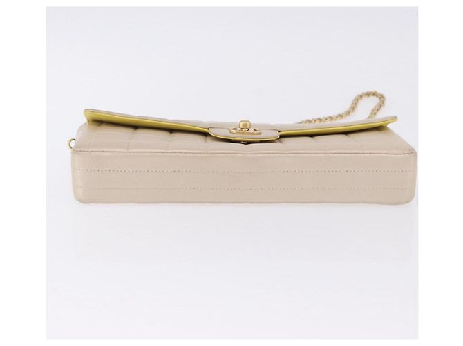 Borsa a tracolla CHANEL Choco Bar Line Chain in pelle d'agnello Gold CC Auth ka6208V D'oro - vista 5