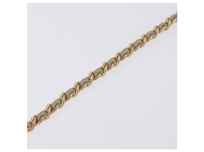 Borsa a tracolla CHANEL Choco Bar Line Chain in pelle d'agnello Gold CC Auth ka6208V D'oro - vista 8