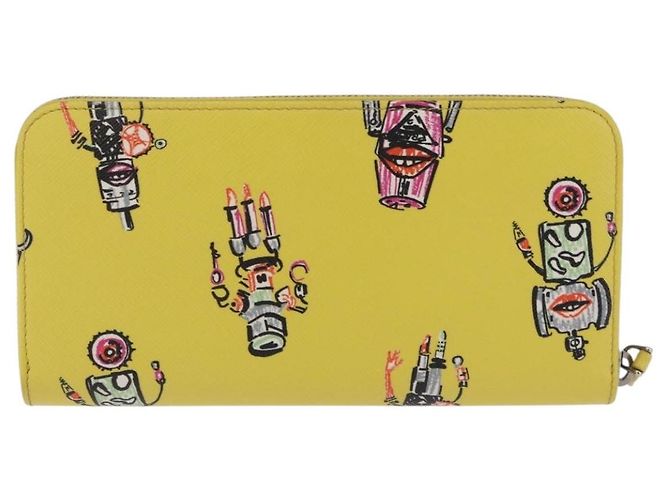 Saffiano PRADA Langbeutel aus Safiano-Leder Gelb Silber Auth 203700M - Ansicht 16