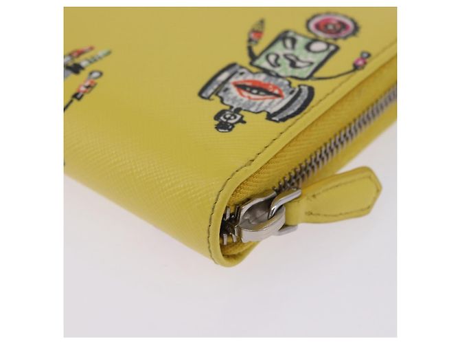 Saffiano PRADA Langbeutel aus Safiano-Leder Gelb Silber Auth 203700M - Ansicht 21