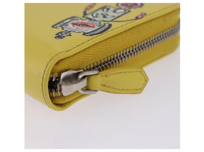 Saffiano PRADA Langbeutel aus Safiano-Leder Gelb Silber Auth 203700M - Ansicht 22