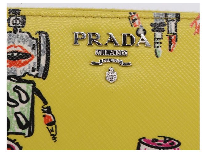 Saffiano PRADA Langbeutel aus Safiano-Leder Gelb Silber Auth 203700M - Ansicht 23