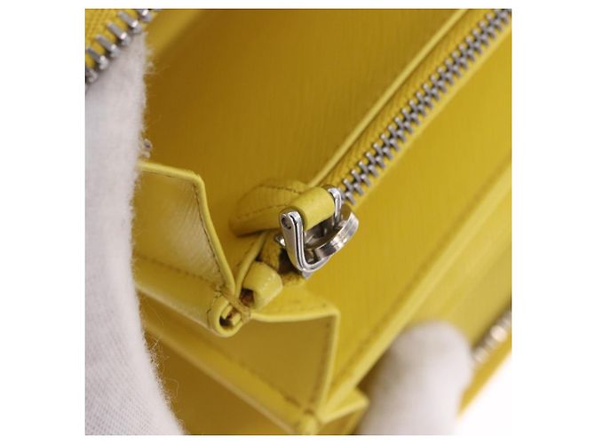 Saffiano PRADA Langbeutel aus Safiano-Leder Gelb Silber Auth 203700M - Ansicht 31