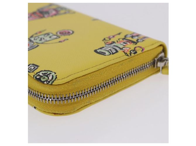 Saffiano PRADA Langbeutel aus Safiano-Leder Gelb Silber Auth 203700M - Ansicht 5
