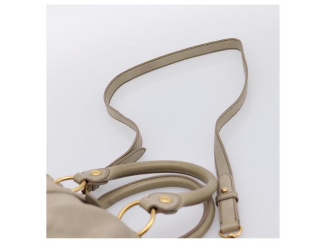 Miu Miu Handtasche Leder 2way Beige Gold Auth 204331V Golden - Ansicht 10