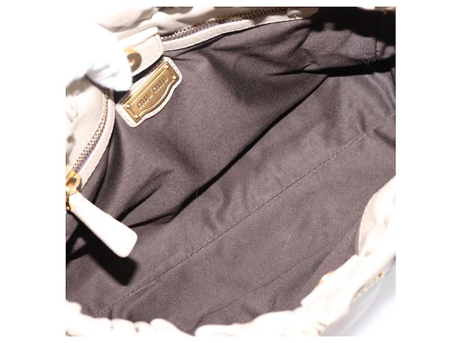 Miu Miu Handtasche Leder 2way Beige Gold Auth 204331V Golden - Ansicht 11