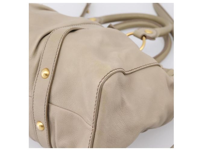 Miu Miu Handtasche Leder 2way Beige Gold Auth 204331V Golden - Ansicht 14