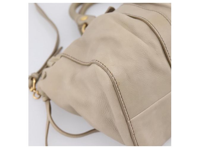 Miu Miu Handtasche Leder 2way Beige Gold Auth 204331V Golden - Ansicht 15