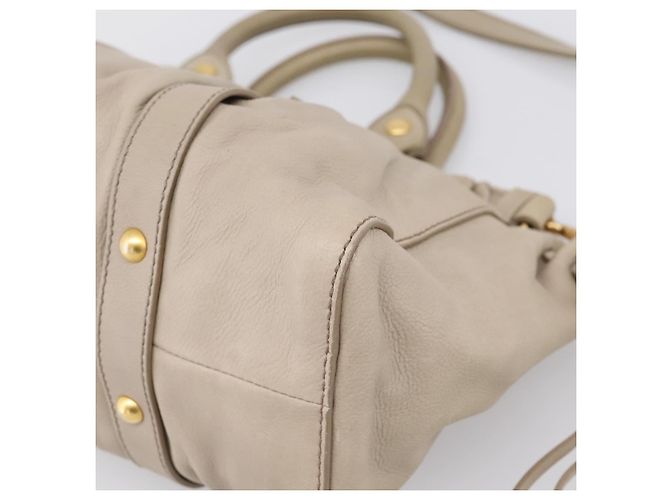Miu Miu Handtasche Leder 2way Beige Gold Auth 204331V Golden - Ansicht 16