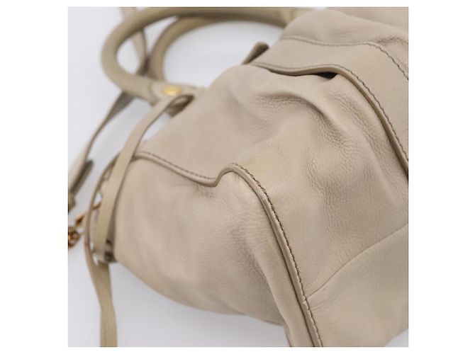 Miu Miu Handtasche Leder 2way Beige Gold Auth 204331V Golden - Ansicht 17
