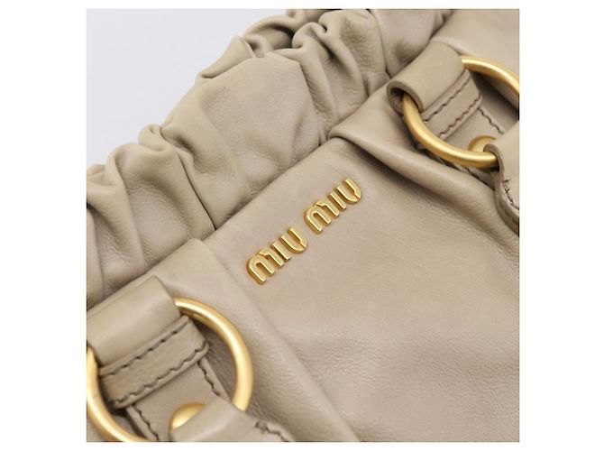 Miu Miu Handtasche Leder 2way Beige Gold Auth 204331V Golden - Ansicht 18