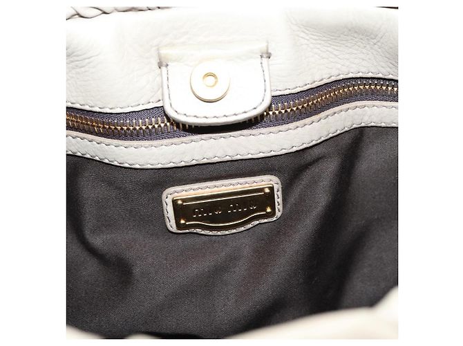 Miu Miu Handtasche Leder 2way Beige Gold Auth 204331V Golden - Ansicht 19