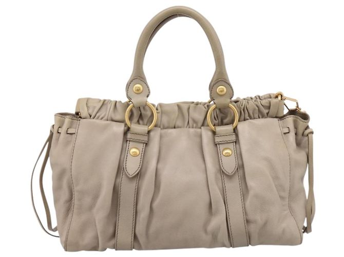 Miu Miu Handtasche Leder 2way Beige Gold Auth 204331V Golden - Ansicht 2