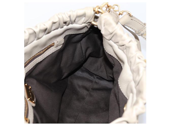 Miu Miu Handtasche Leder 2way Beige Gold Auth 204331V Golden - Ansicht 20