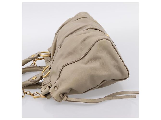 Miu Miu Handtasche Leder 2way Beige Gold Auth 204331V Golden - Ansicht 3