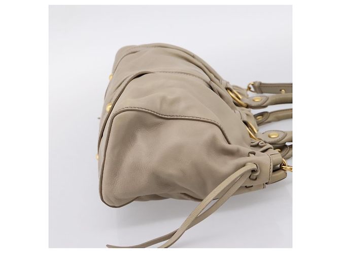 Miu Miu Handtasche Leder 2way Beige Gold Auth 204331V Golden - Ansicht 4