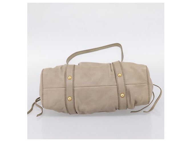 Miu Miu Handtasche Leder 2way Beige Gold Auth 204331V Golden - Ansicht 5