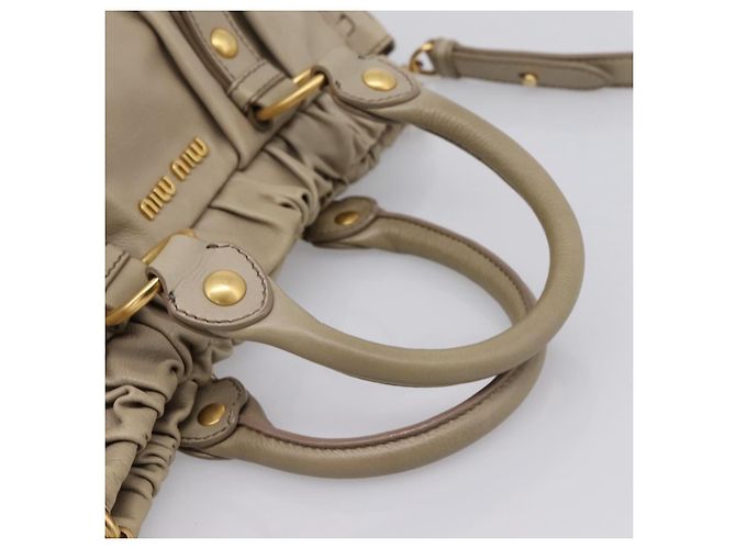 Miu Miu Handtasche Leder 2way Beige Gold Auth 204331V Golden - Ansicht 7