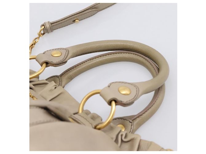 Miu Miu Handtasche Leder 2way Beige Gold Auth 204331V Golden - Ansicht 8